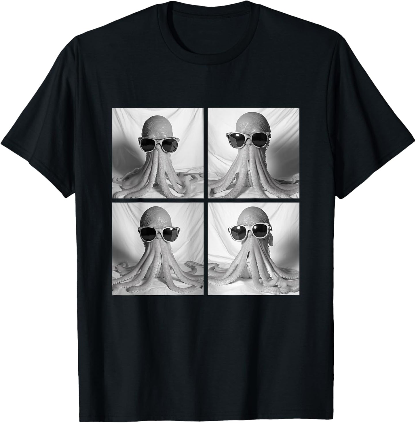 Funny Octopus with Sunglasses Cool Ocean Animals Humor Meme T-Shirt - T-Shirt | Black