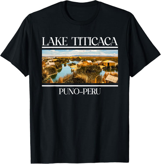 Titicaca Lake Puno Peru Fishing Lake T-Shirt - T-Shirt | Black