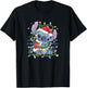 Disney Lilo & Stitch Christmas Tangled Lights Portrait T-Shirt - T-Shirt | Black