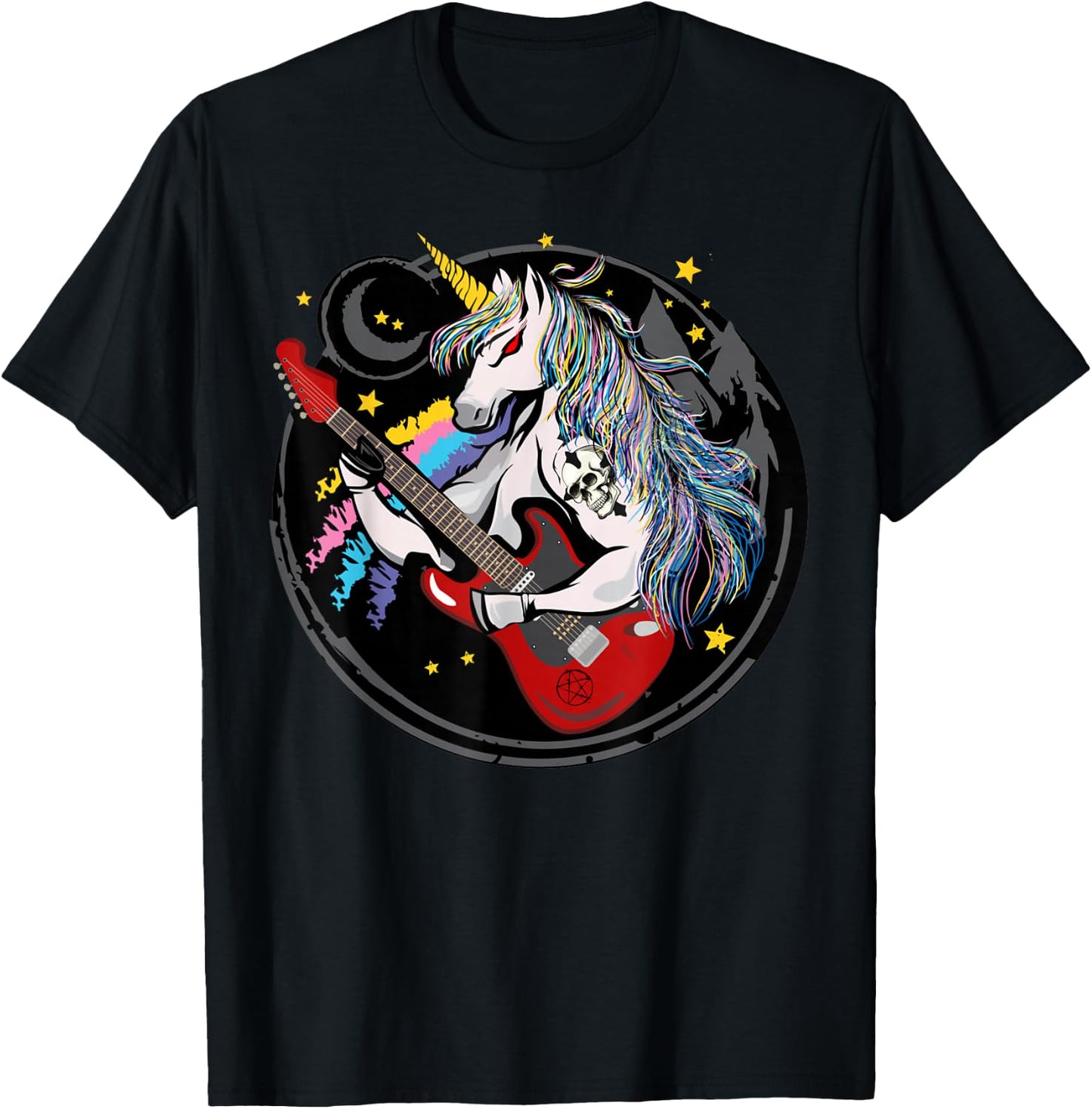 Funny Heavy Metal Unicorn Design Women Kids , black T-Shirt - T-Shirt | Black