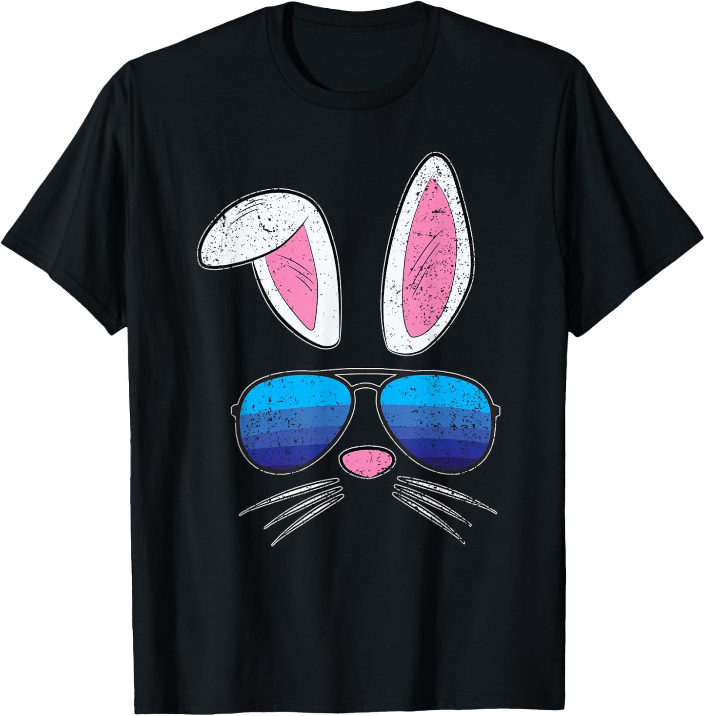 Easter Bunny Sunglasses Cute Rabbit Face Spring T-Shirt - T-Shirt | Black