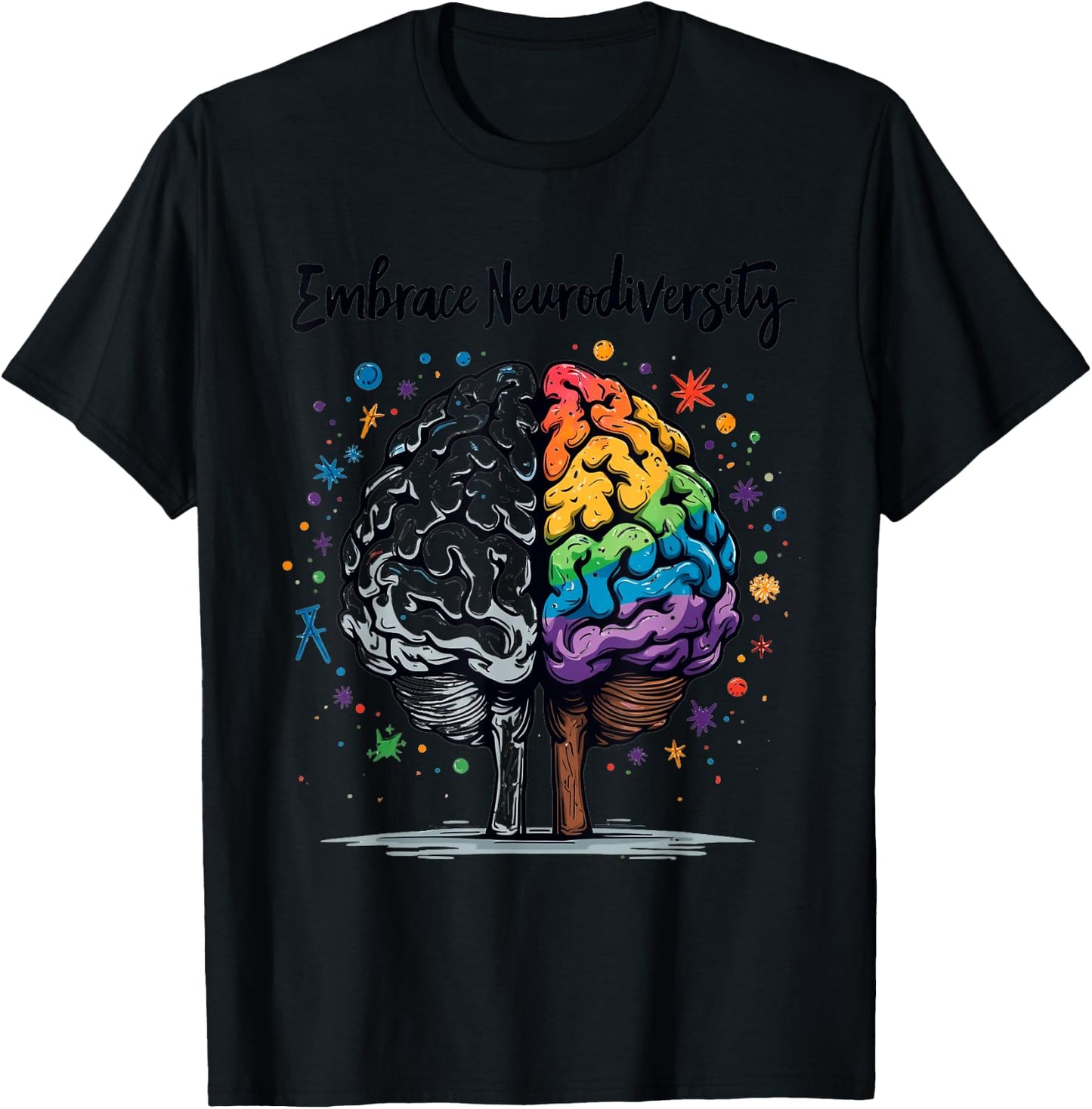 Embrace Neurodiversity Neurodiversity Brain , black T-Shirt - T-Shirt | Black