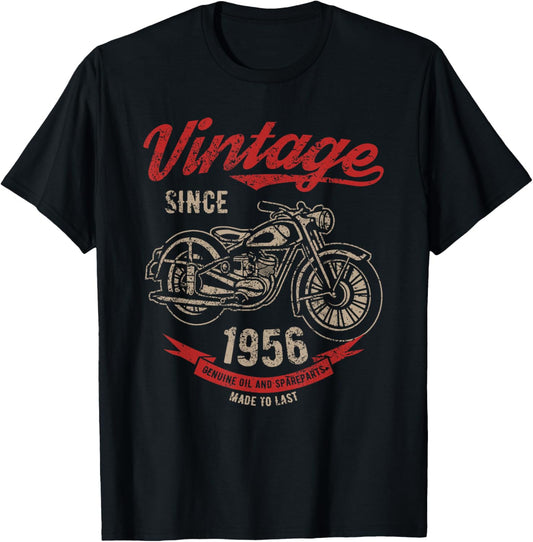 Vintage Since 1956 Birthday Gift Motorcycle Bike T-Shirt - T-Shirt | Black