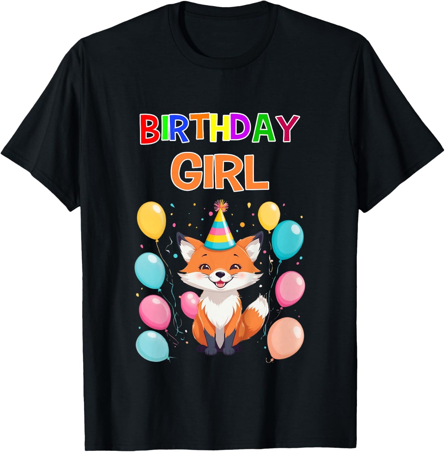 Girld Fox Birthday TShirtz & More Fox Birthday Shirt Girls Fox Lover Birthday Girl T-Shirt - T-Shirt | Black