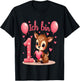 Children's Cute Deer I Am 1 Children's Birthday 1st Birthday Girl , black T-Shirt - T-Shirt | Black