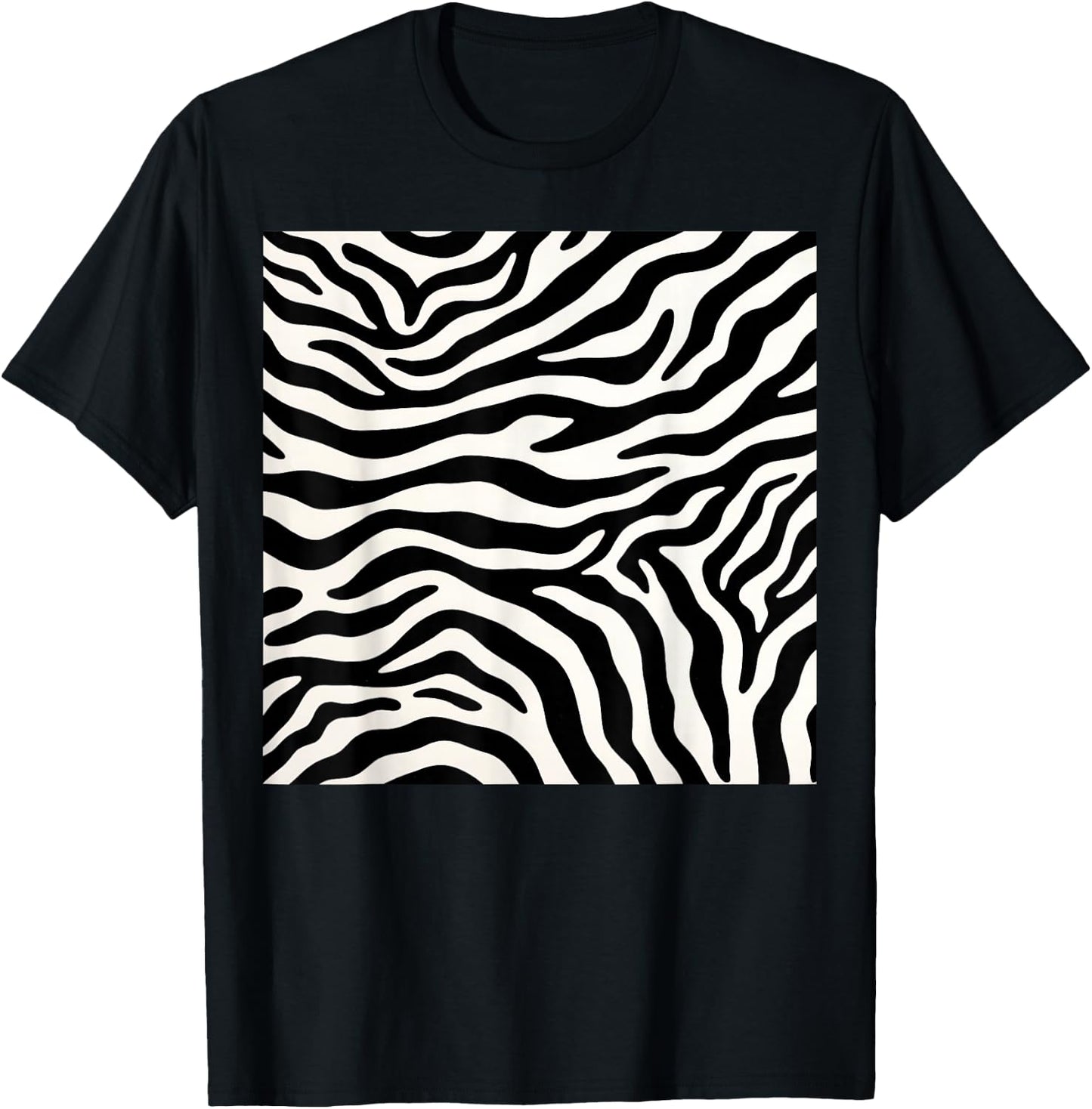 Zebra Print Pattern Women Girls Animal Print Zebra T-Shirt - T-Shirt | Black
