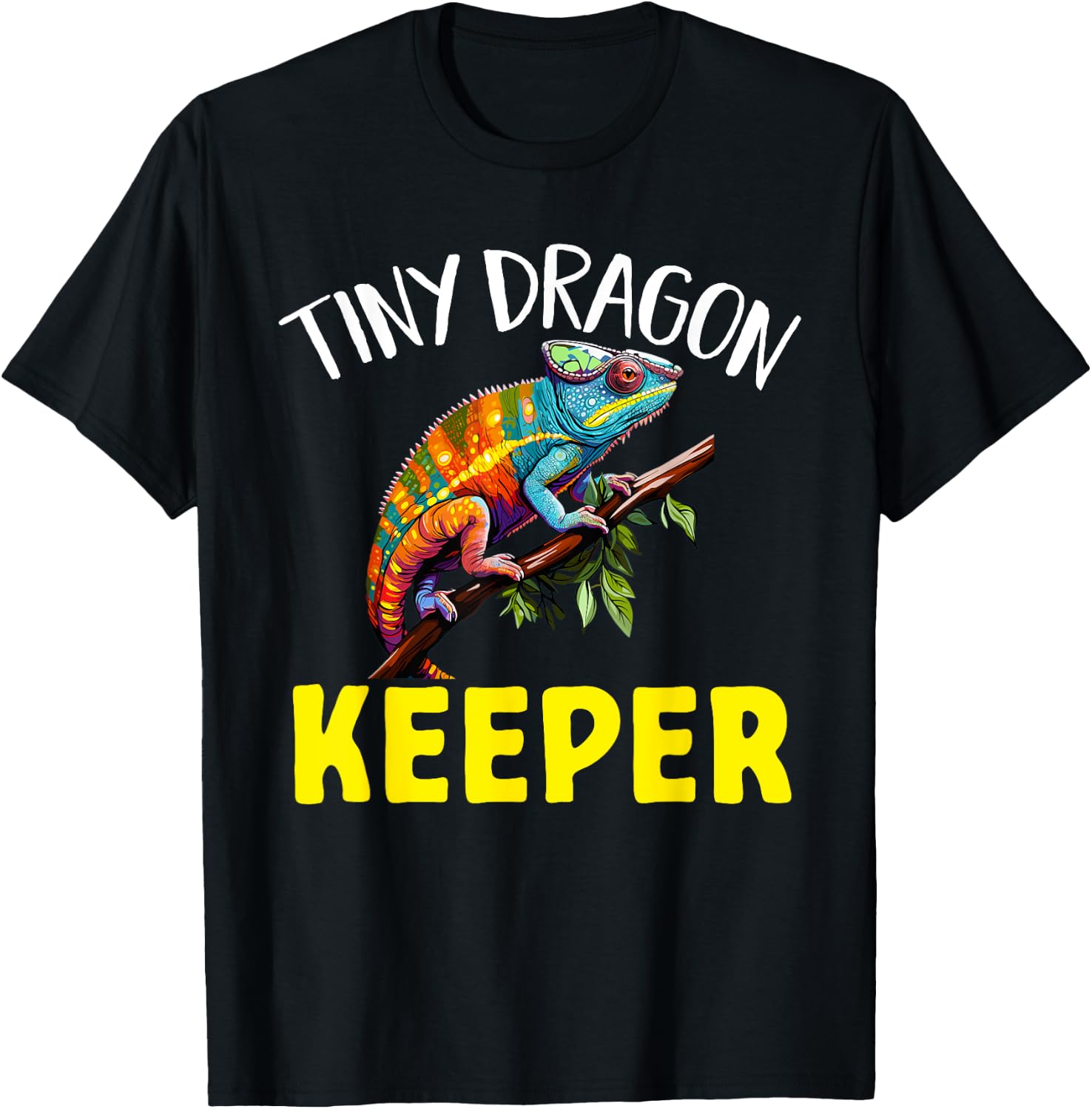 Chameleon Reptile Tiny Dragon Keeper T-Shirt - T-Shirt | Black