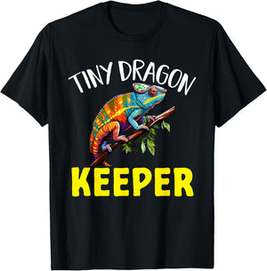 Chameleon Reptile Tiny Dragon Keeper T-Shirt - T-Shirt | Black