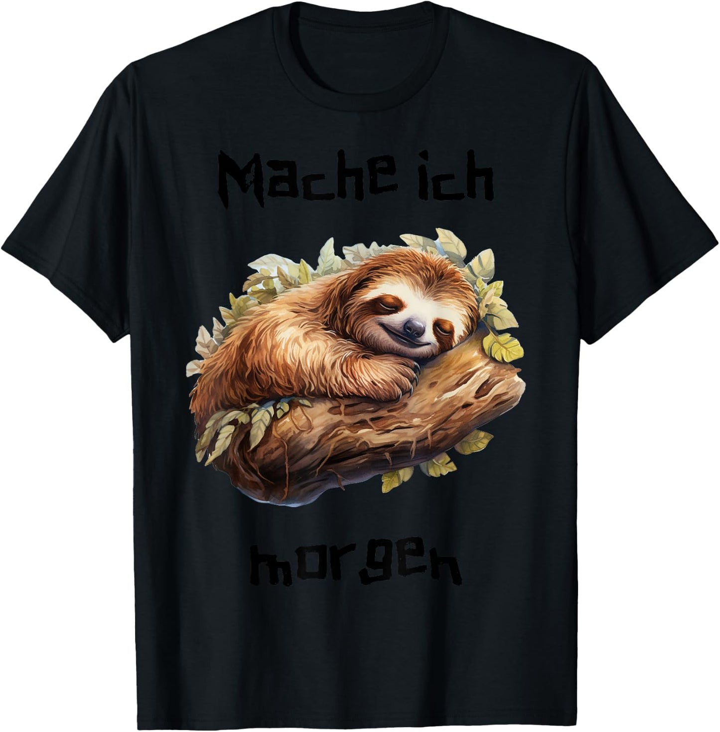 Morgenmuffel Sloth Spruch lustiges Langschläfer Faultier T-Shirt - T-Shirt | Black