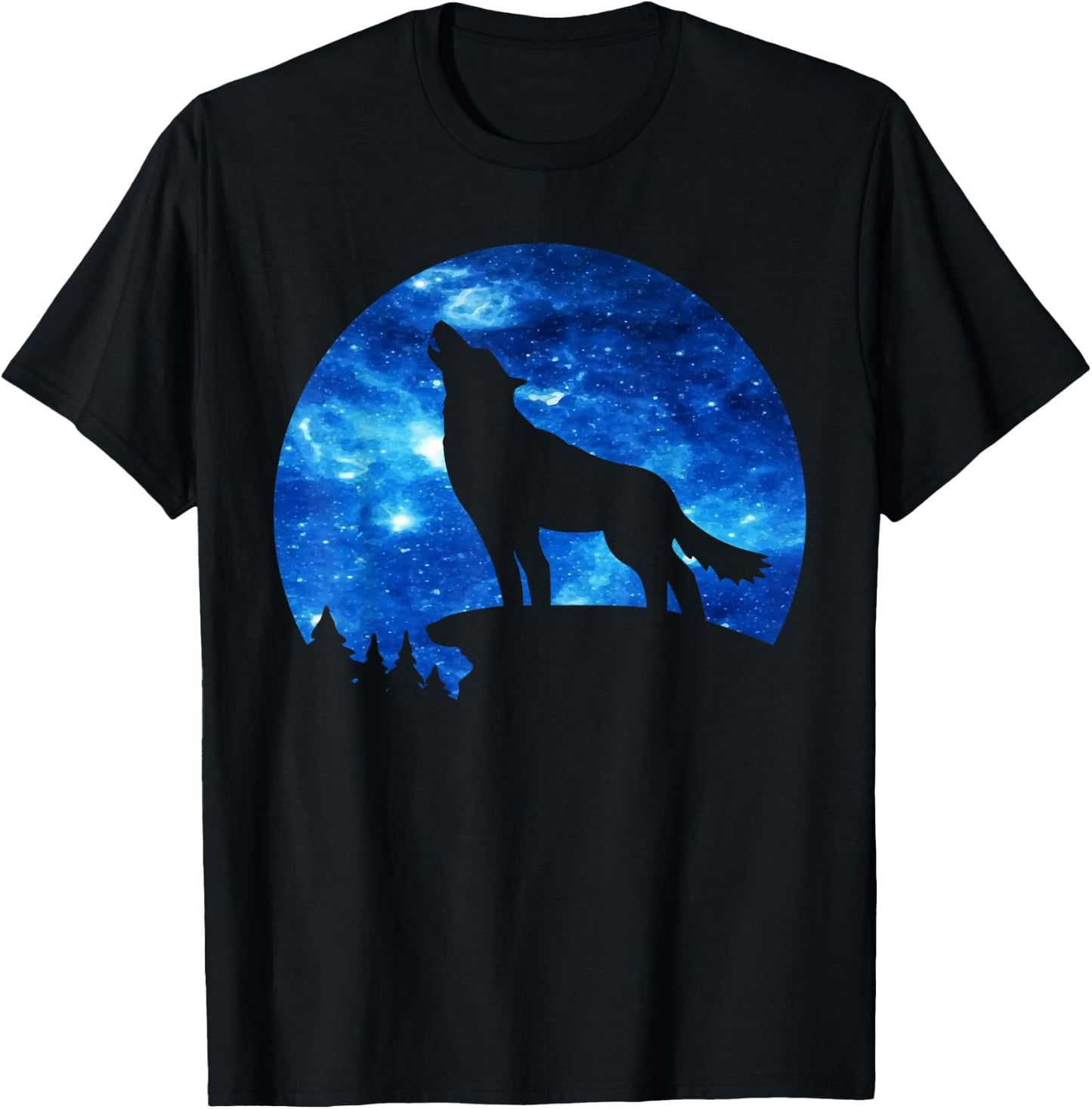 Wolf Paws Galaxy Wild Lone Wolves Stars Moon Wolf T-Shirt - T-Shirt | Black