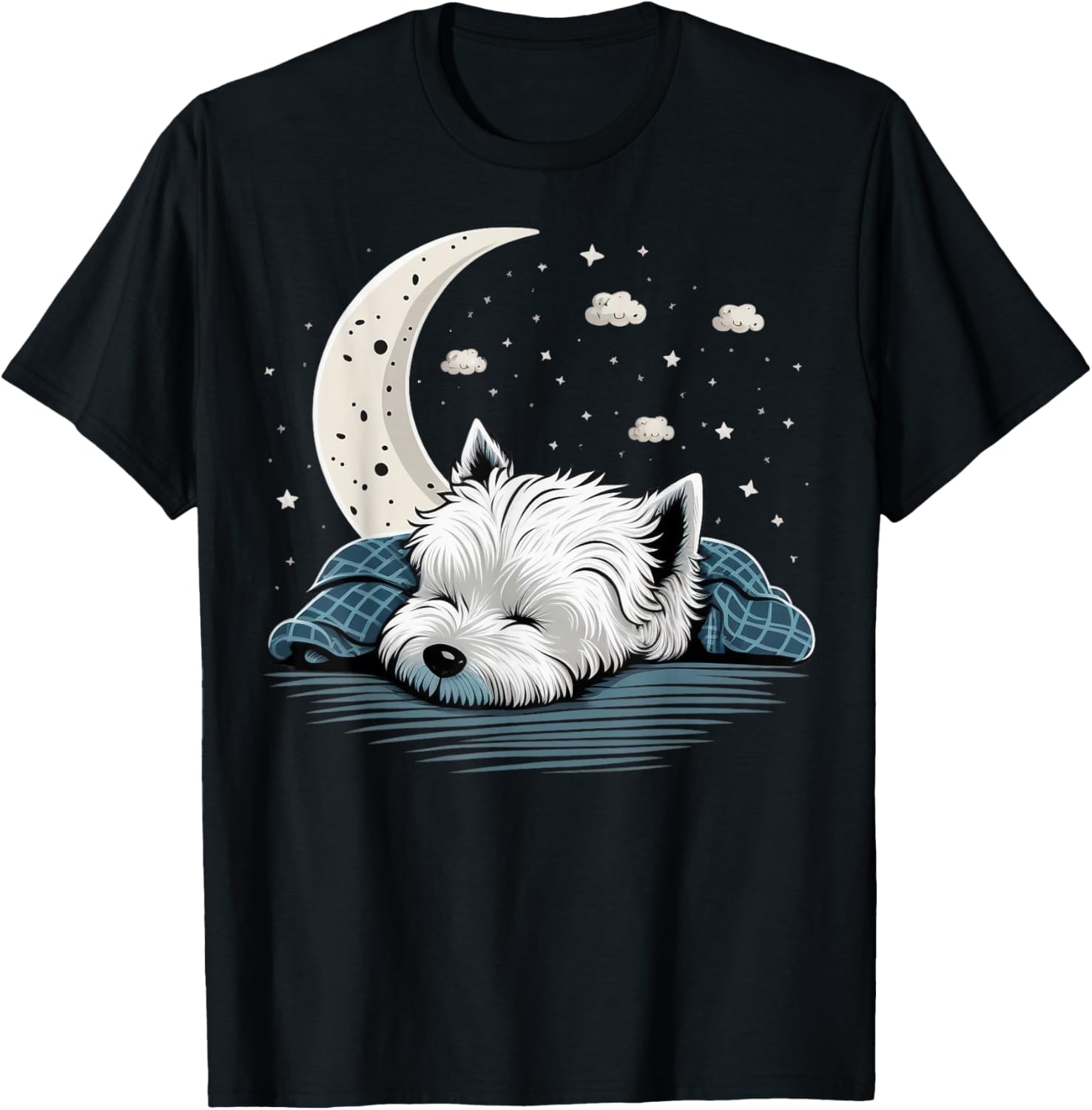 Napping Westie Pyjamas West Highland White Terrier Sleeping T-Shirt - T-Shirt | Black