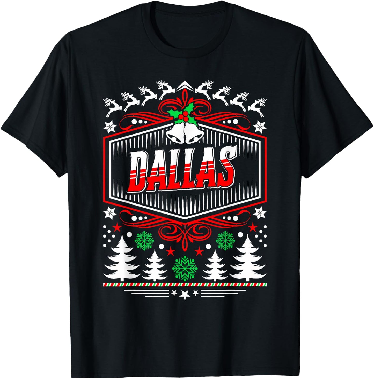 Dallas Ugly Christmas Gift Friends or Family T-Shirt - T-Shirt | Black