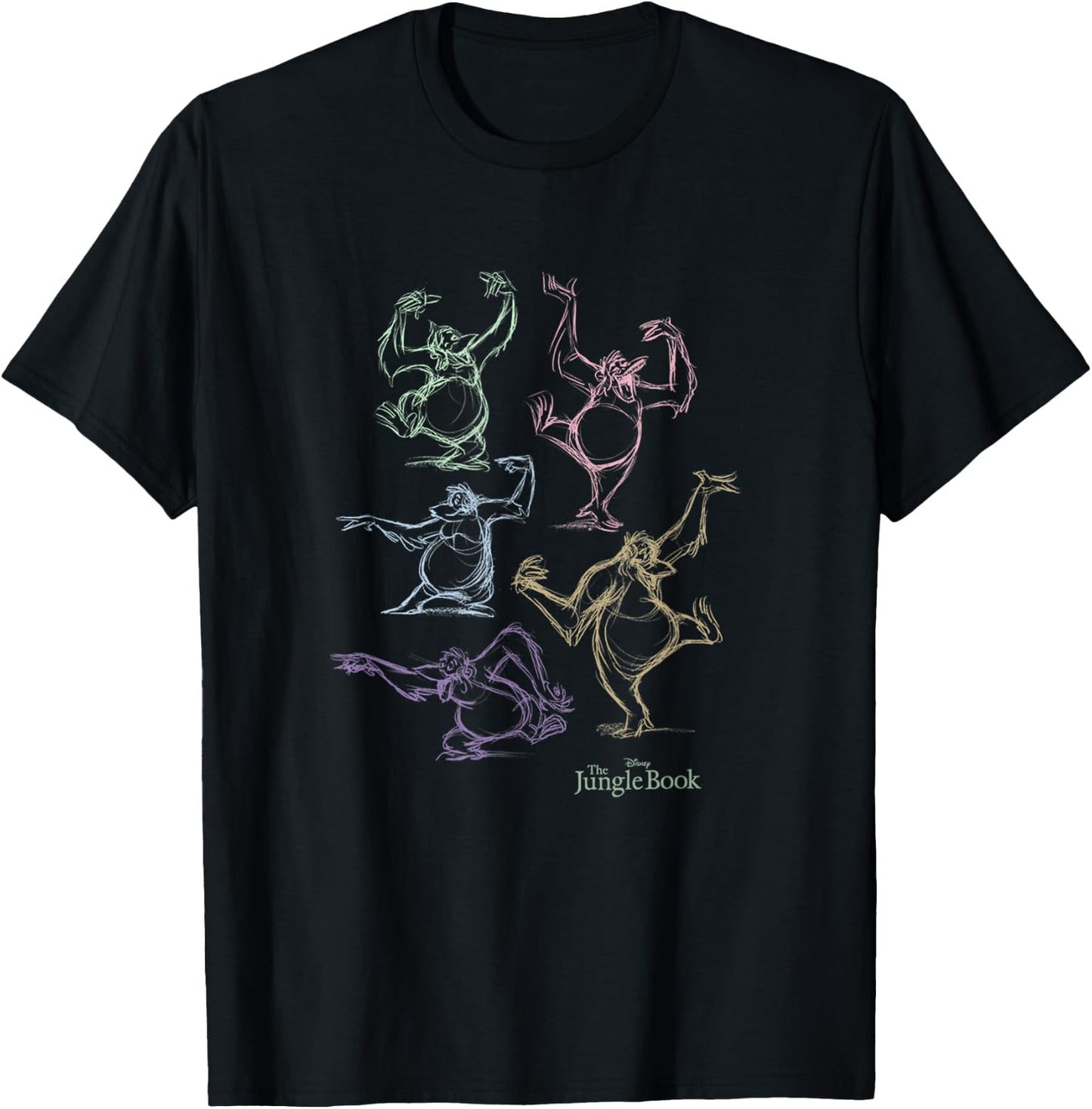 Disney The Jungle Book King Louie Neon Dance Sketch T-Shirt - T-Shirt | Black