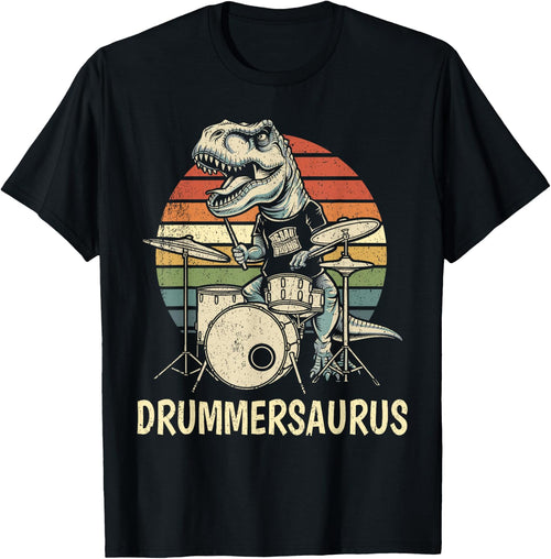 Drummersaurus T Rex Drummer Dinosaur Playing Drums Boys Kids