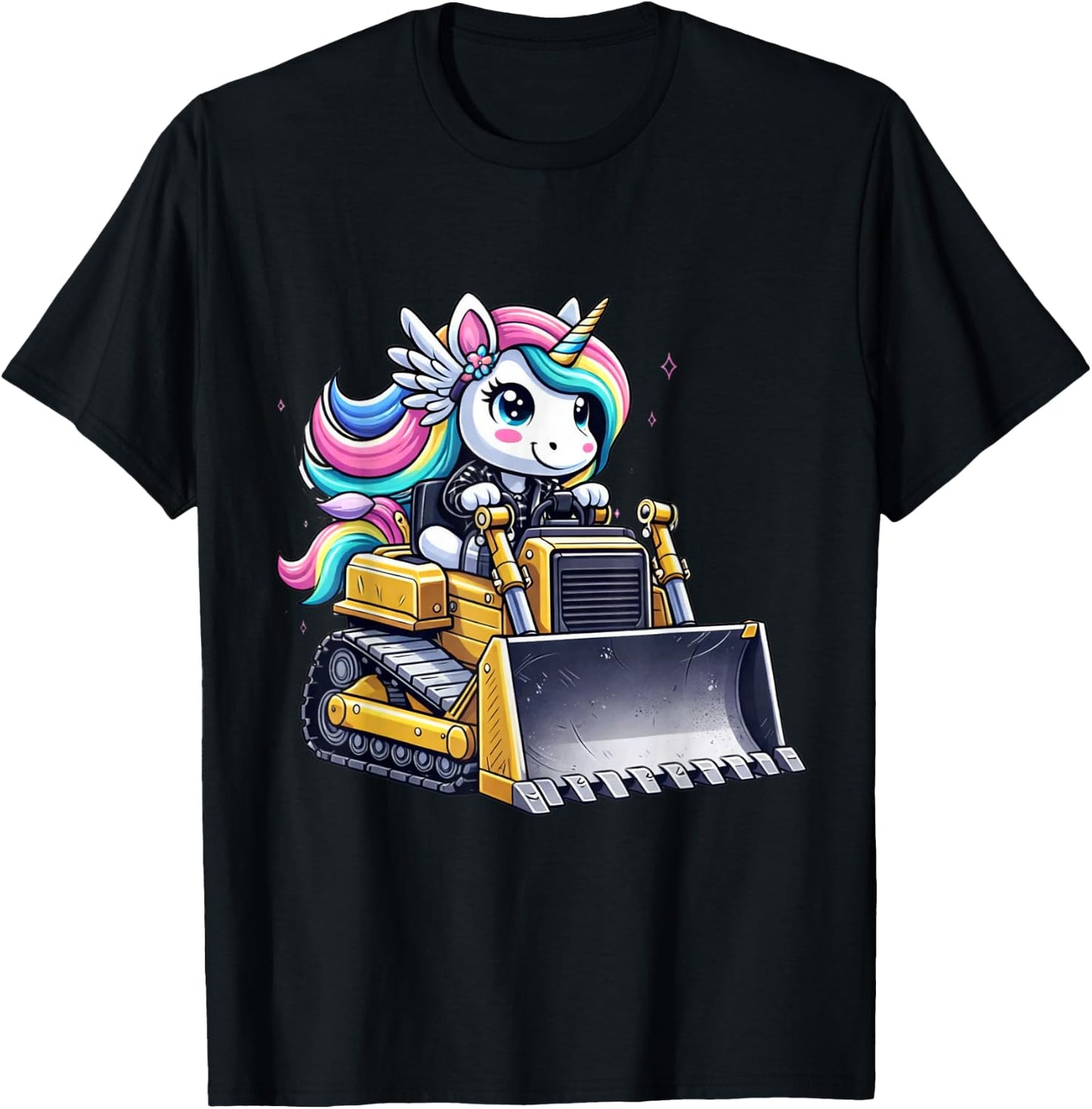 Unicorn Riding Bulldozer T-Shirt - T-Shirt | Black
