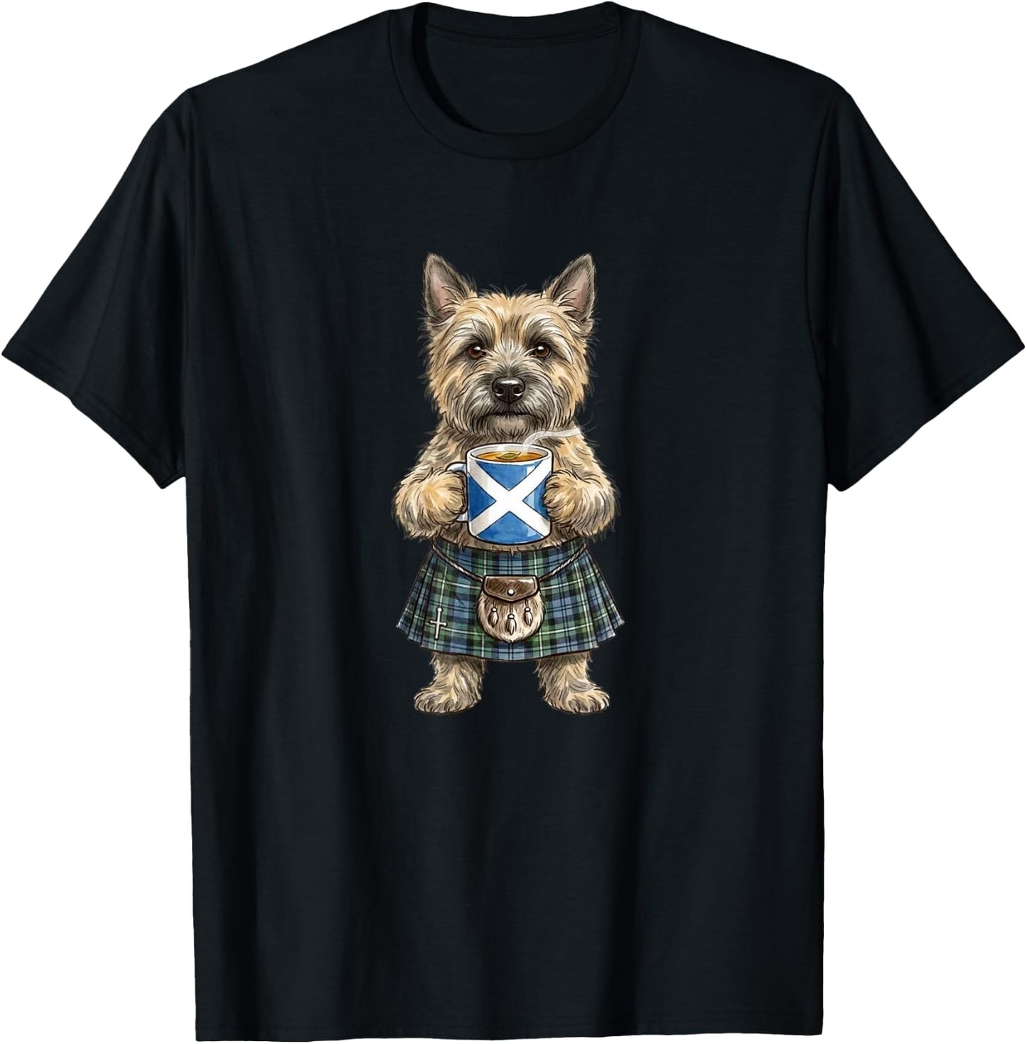 süß lustig Cairn Terrier Hund Tasse Kaffee Schottland Flagge T-Shirt - T-Shirt | Black