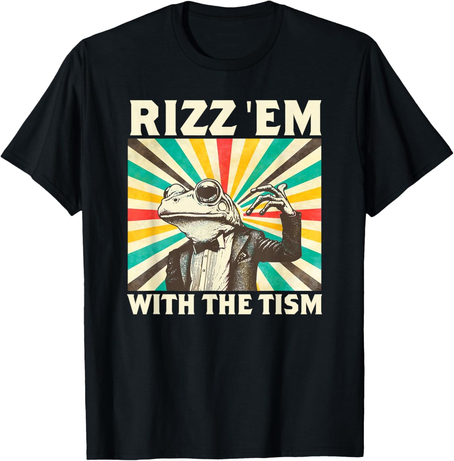 Rizz Em With The Tism Lustiger Frosch Retro Autismus T-Shirt - T-Shirt | Black