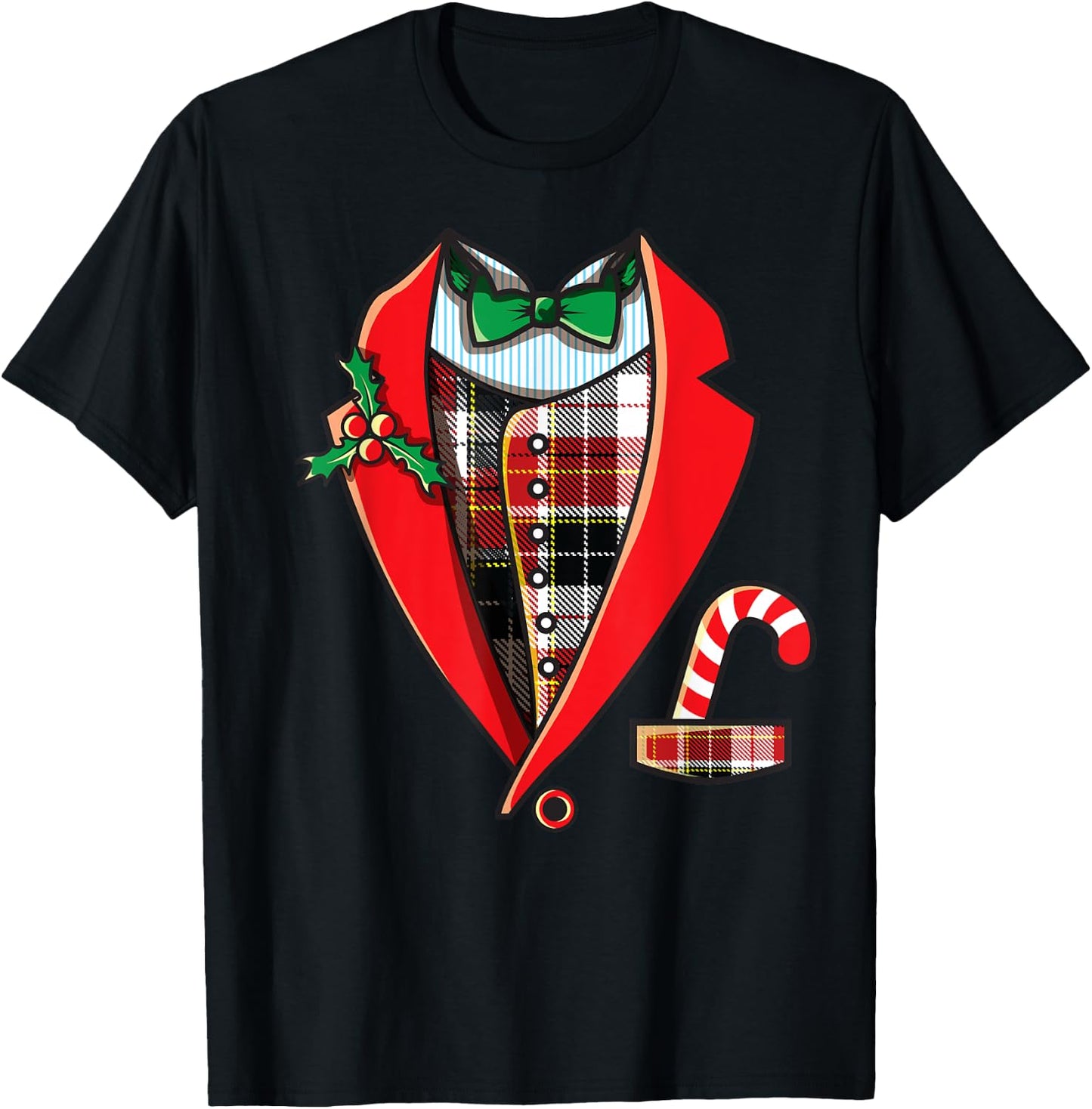 Christmas Tuxedo Shirt Funny Family Pajama Party Gift T-Shirt - T-Shirt | Black