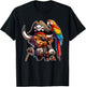 Pirate Highland Cow with Colorful Parrot T-Shirt - T-Shirt | Black