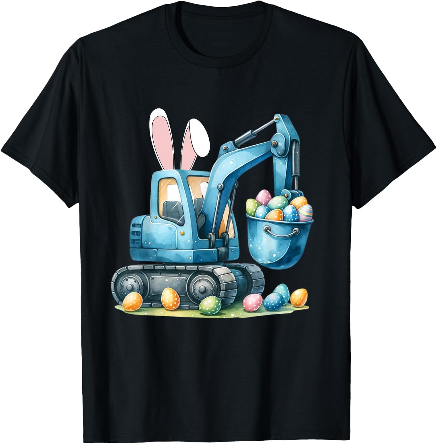 Easter Bunny Digger with Rabbit Ears for Easter for Boys Children , black T-Shirt - T-Shirt | Black