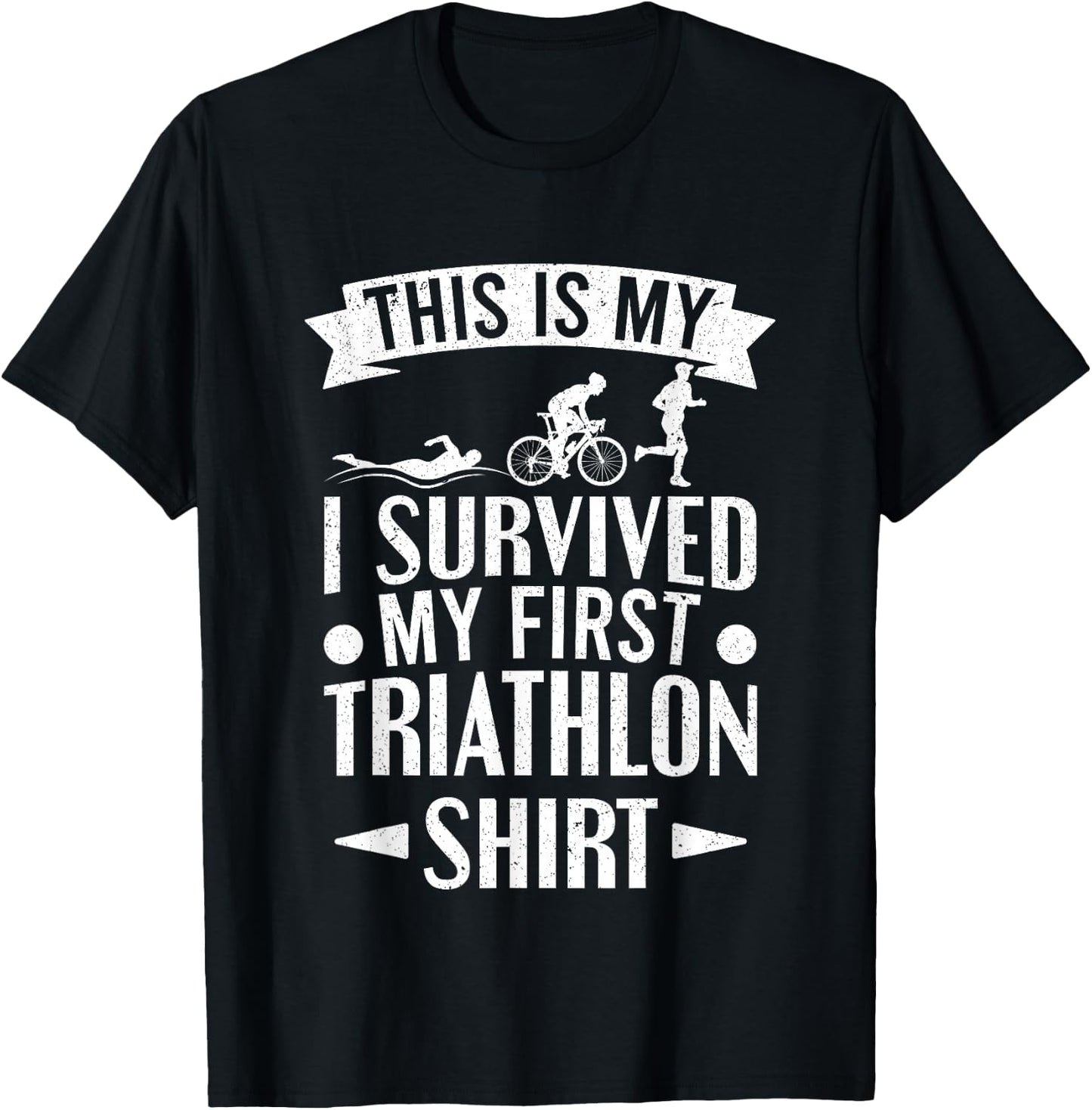 Triathlete I Survived My First Triathlon T-Shirt - T-Shirt | Black