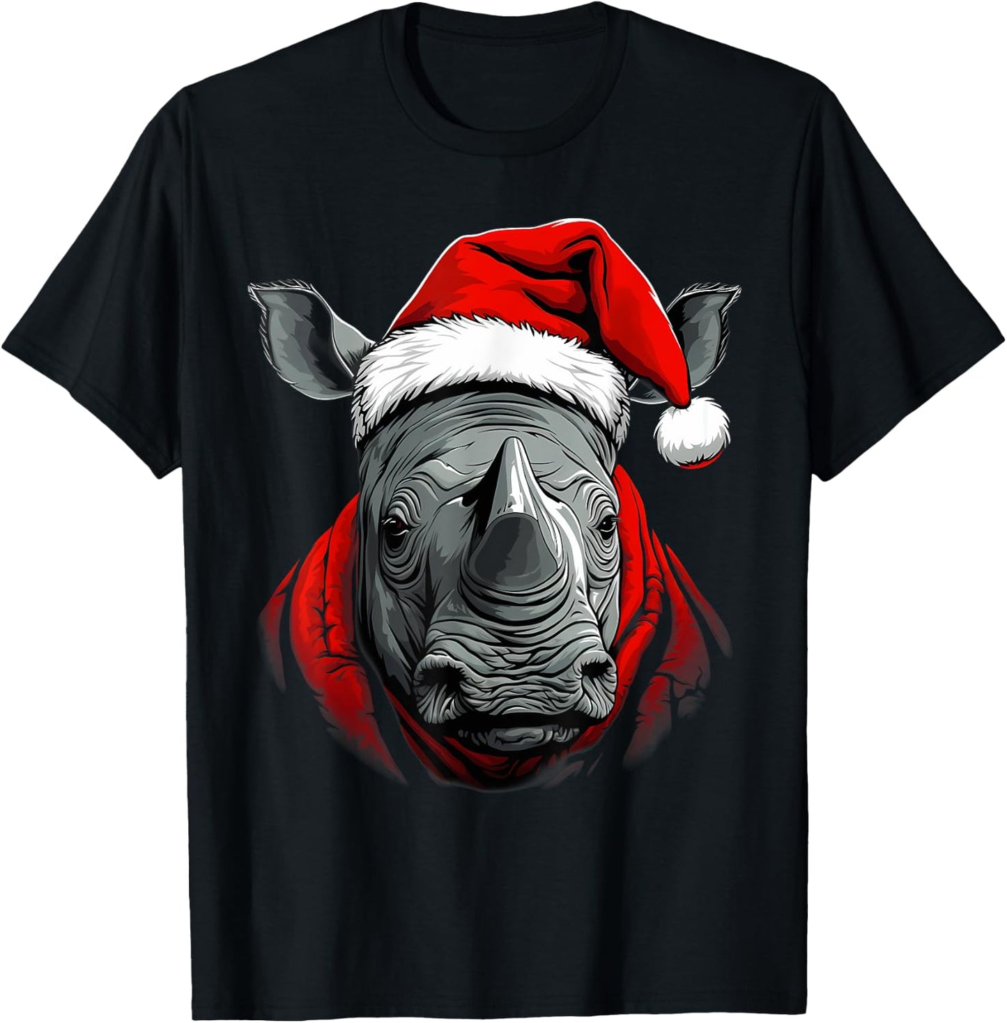 Merry Xmas Rhino Christmas T-Shirt - T-Shirt | Black