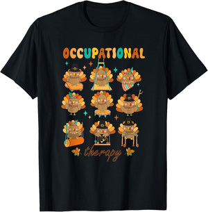 Funny Turkey Occupational Therapy Ot Therapist Thanksgiving T-Shirt - T-Shirt | Black