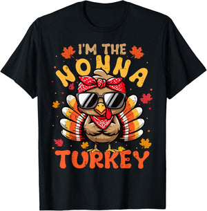 I'm the Nonna Turkey Matching 2024 Family Thanksgiving T-Shirt - T-Shirt | Black