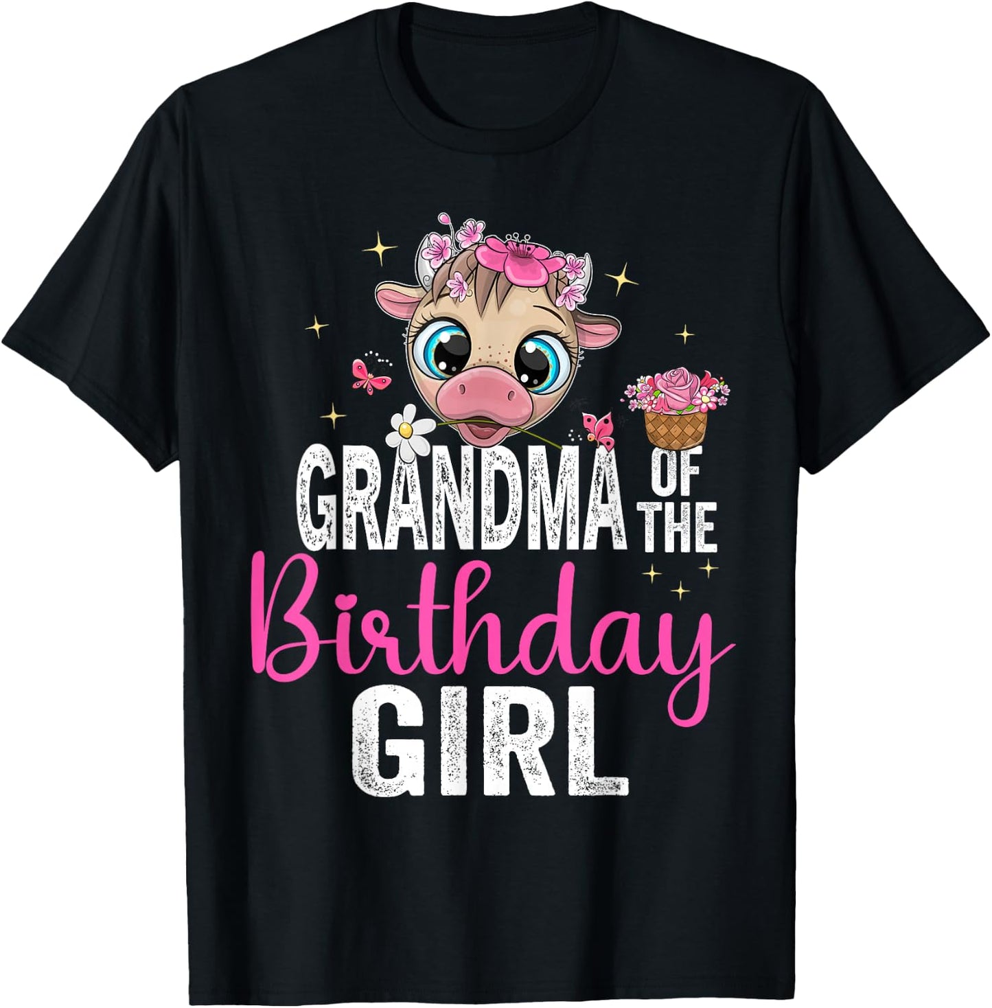 Grandma Of The Birthday Girl Shirt Cow 1 St Birthday Girl T-Shirt - T-Shirt | Black