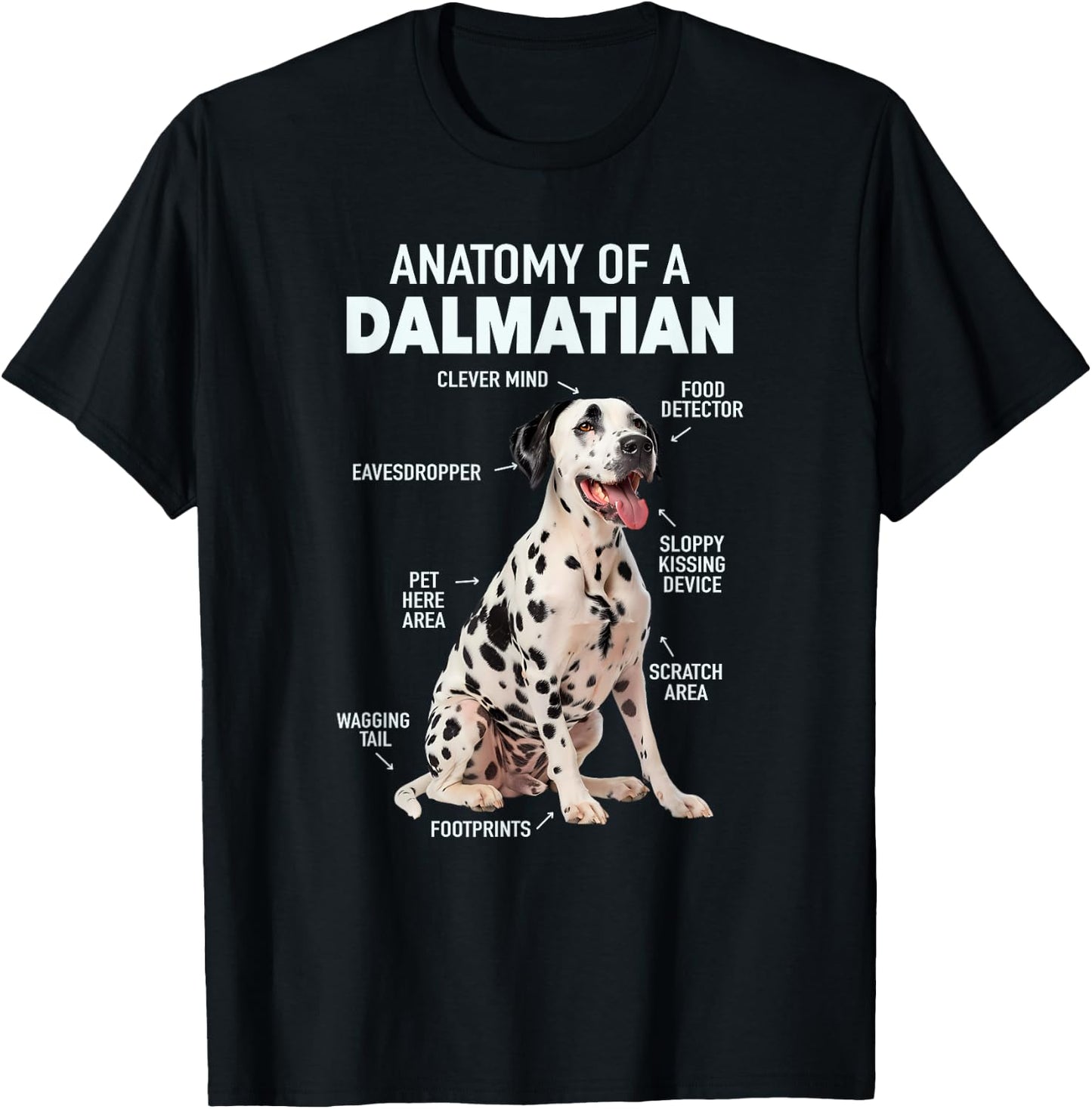 Anatomy Of A Dalmatian , Small, Black T-Shirt - T-Shirt | Black