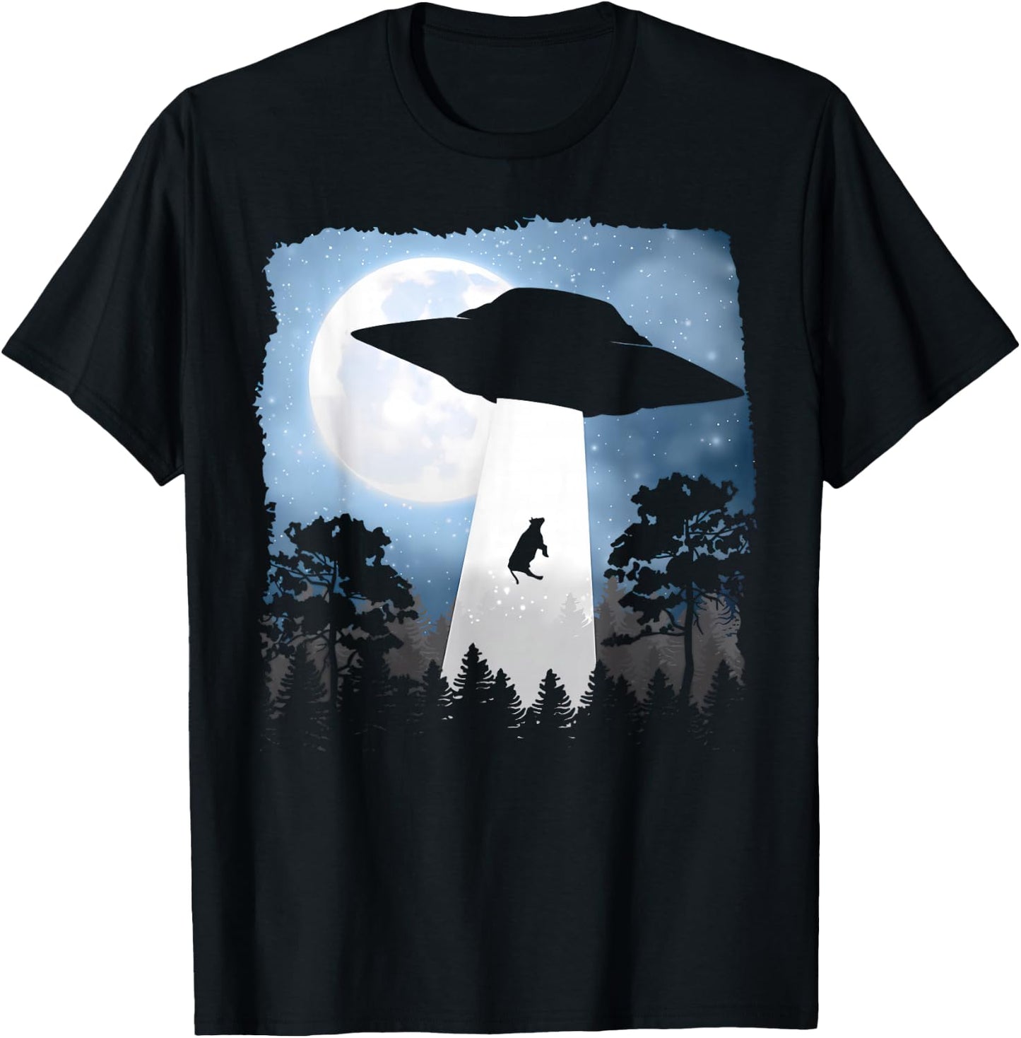 UFO Cow Abduction Funny Sci Fi Alien Space T-Shirt - T-Shirt | Black