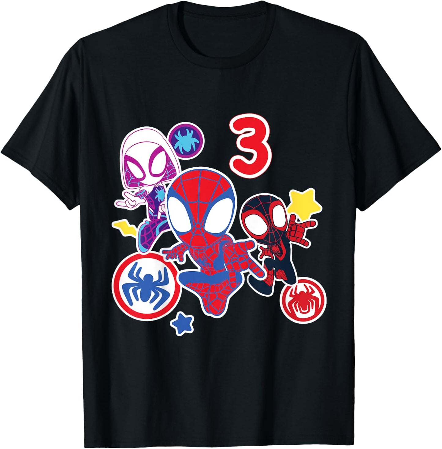 Kinder Marvel Spidey and His Amazing Friends 3 Year Old Birthday T-Shirt - T-Shirt | Black
