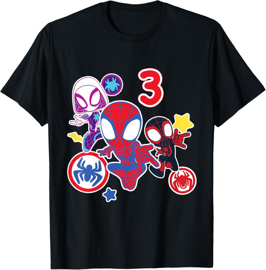 Kinder Marvel Spidey and His Amazing Friends 3 Year Old Birthday T-Shirt - T-Shirt | Black