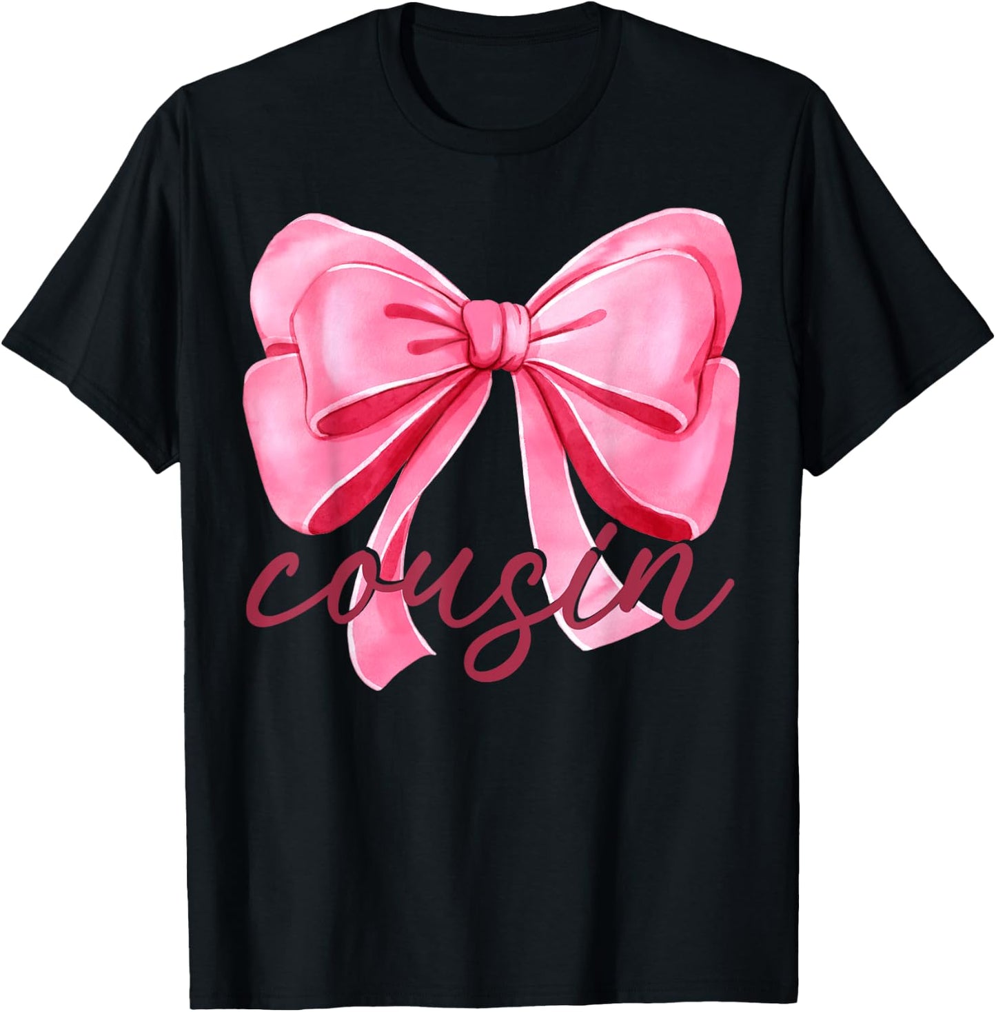Cousin Pink Bow Birthday Baby Shower Family Pink Ribbon T-Shirt - T-Shirt | Black