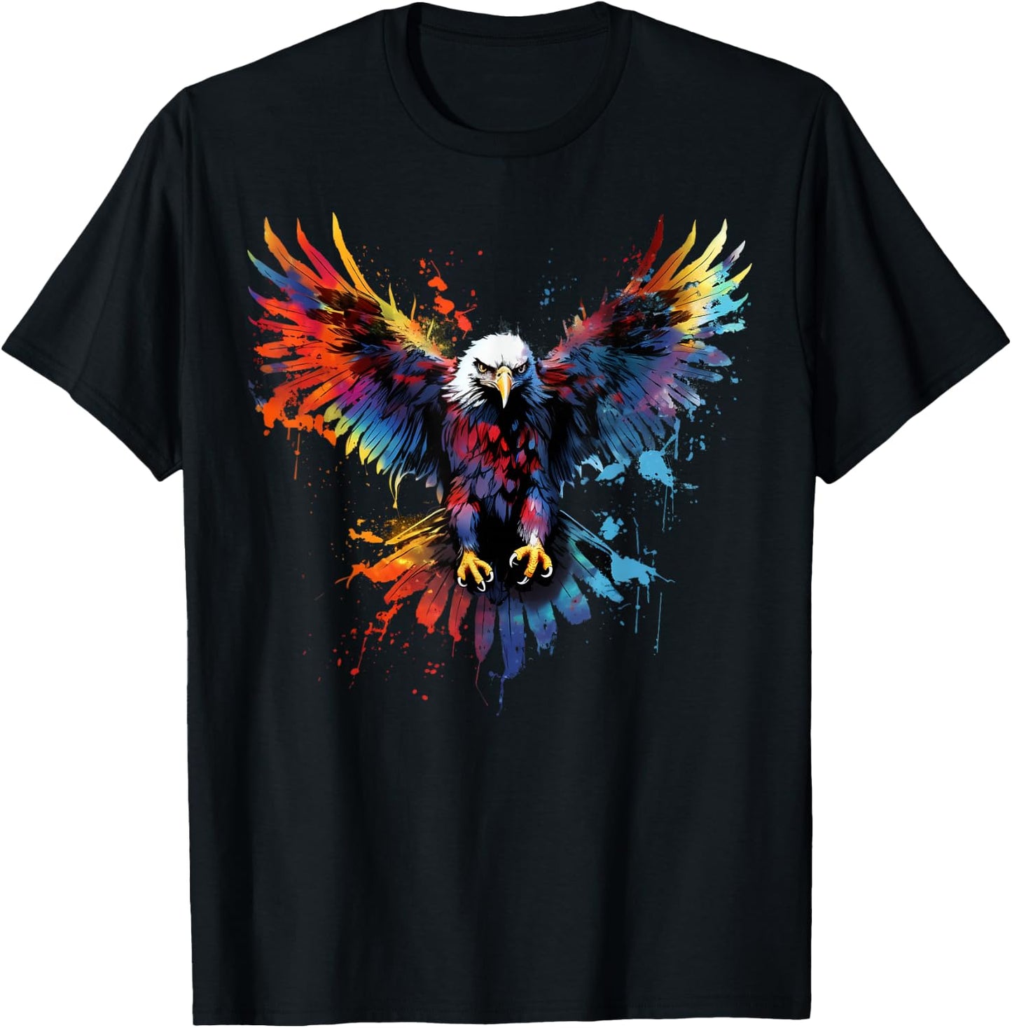 Cool Eagle on Colourful Painted Eagle , black T-Shirt - T-Shirt | Black