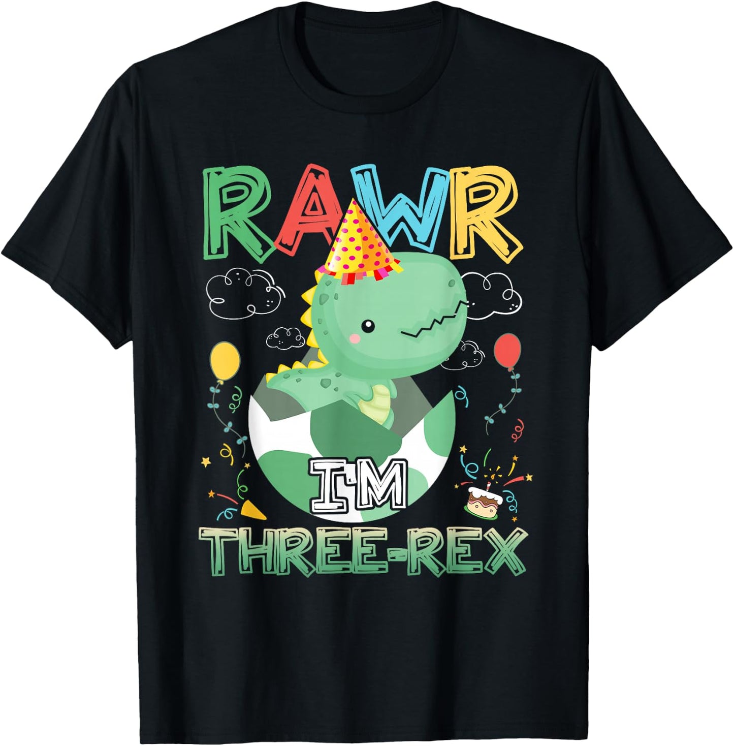 Kids Rawr I'm Three-Rex 3. Geburtstag 3 Jahre alter Dinosaurier T-Shirt - T-Shirt | Black