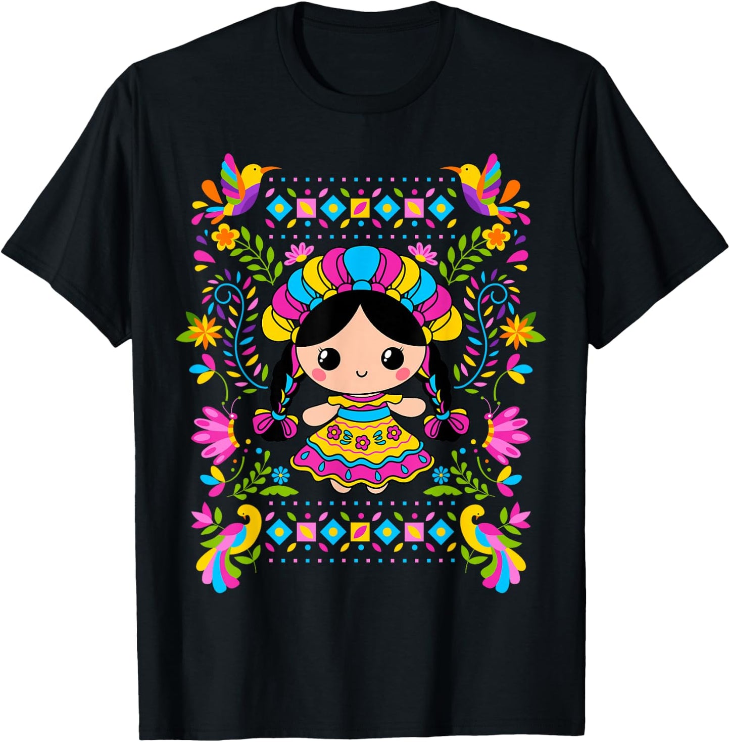 Muñeca Lele Mexican Maria Women Muñequita Mexicana Girl T-Shirt - T-Shirt | Black