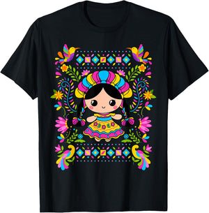 Muñeca Lele Mexican Maria Women Muñequita Mexicana Girl T-Shirt - T-Shirt | Black
