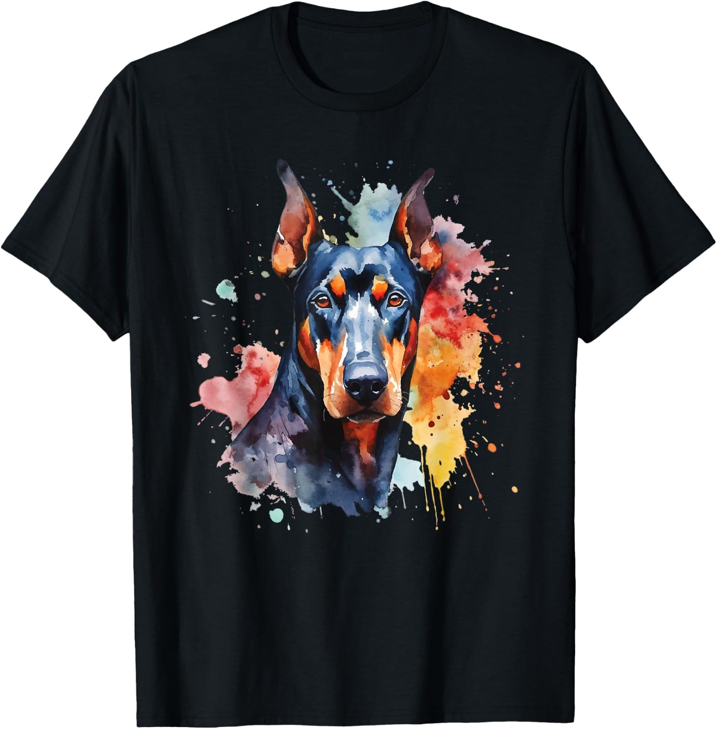 Doberman Pinscher Portrait - Dog Lover Pet Canine Lover T-Shirt - T-Shirt | Black