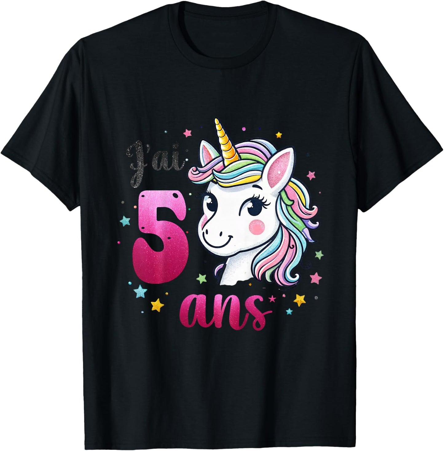 Children's Unicorn Girls I Have 5 Years Gift 5th Birthday , white, 2 T-Shirt - T-Shirt | Black