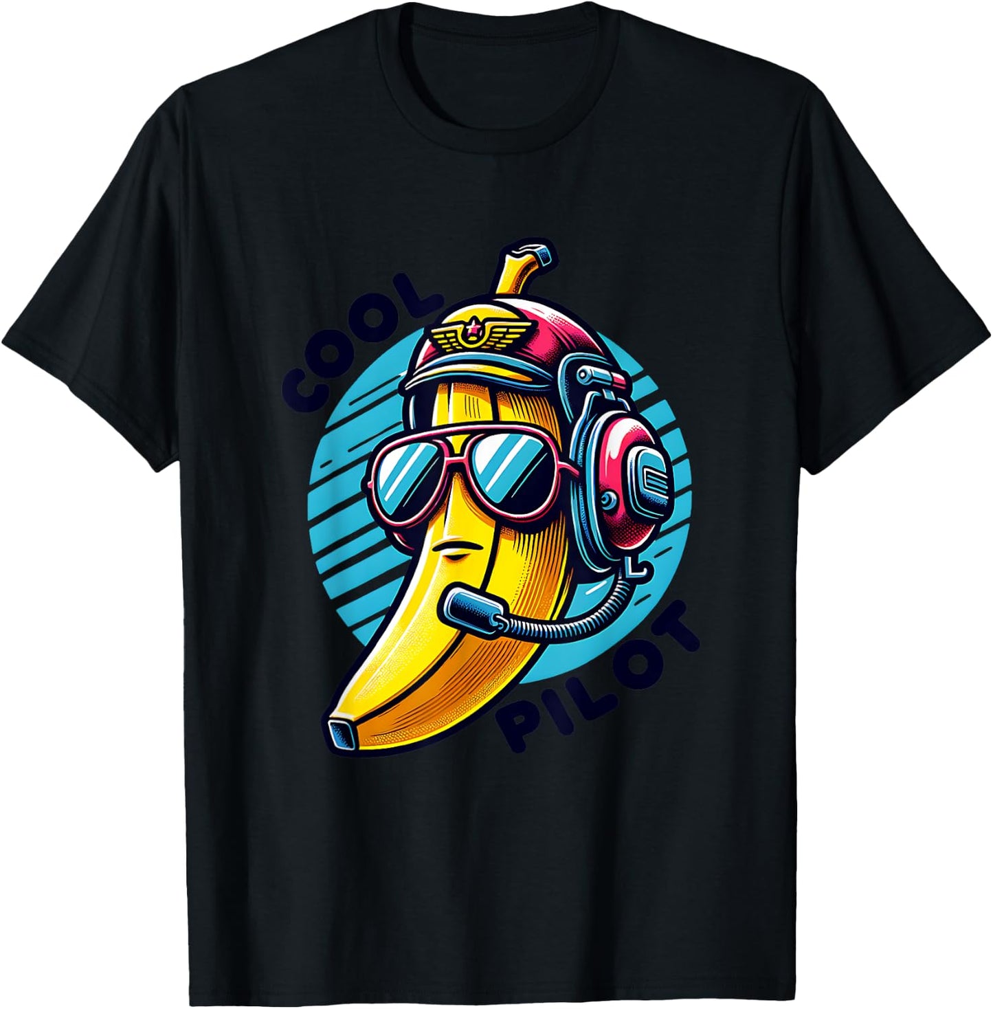 Cool Pilot Funny Banana Aviator Style T-Shirt - T-Shirt | Black