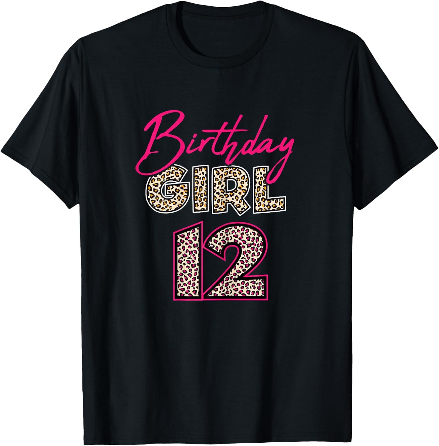 12th Birthday Girl Leopard 12 Years Old T-Shirt - T-Shirt | Black