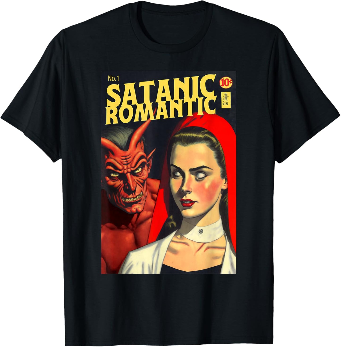 Satanic Romantic Satan Romance Novel Book Cover T-Shirt - T-Shirt | Black