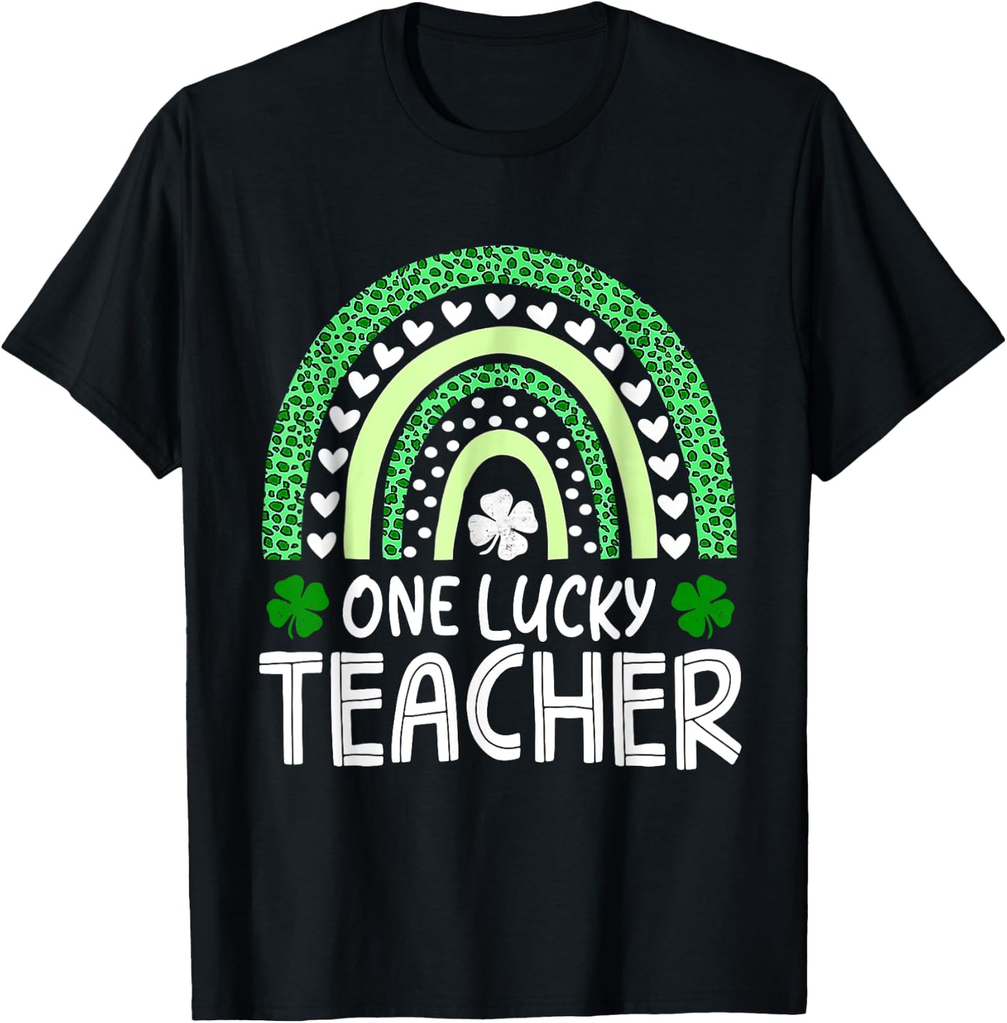 One Lucky Teacher Rainbow St Patricks Day Appreciation Irish Women Kids T-Shirt - T-Shirt | Black