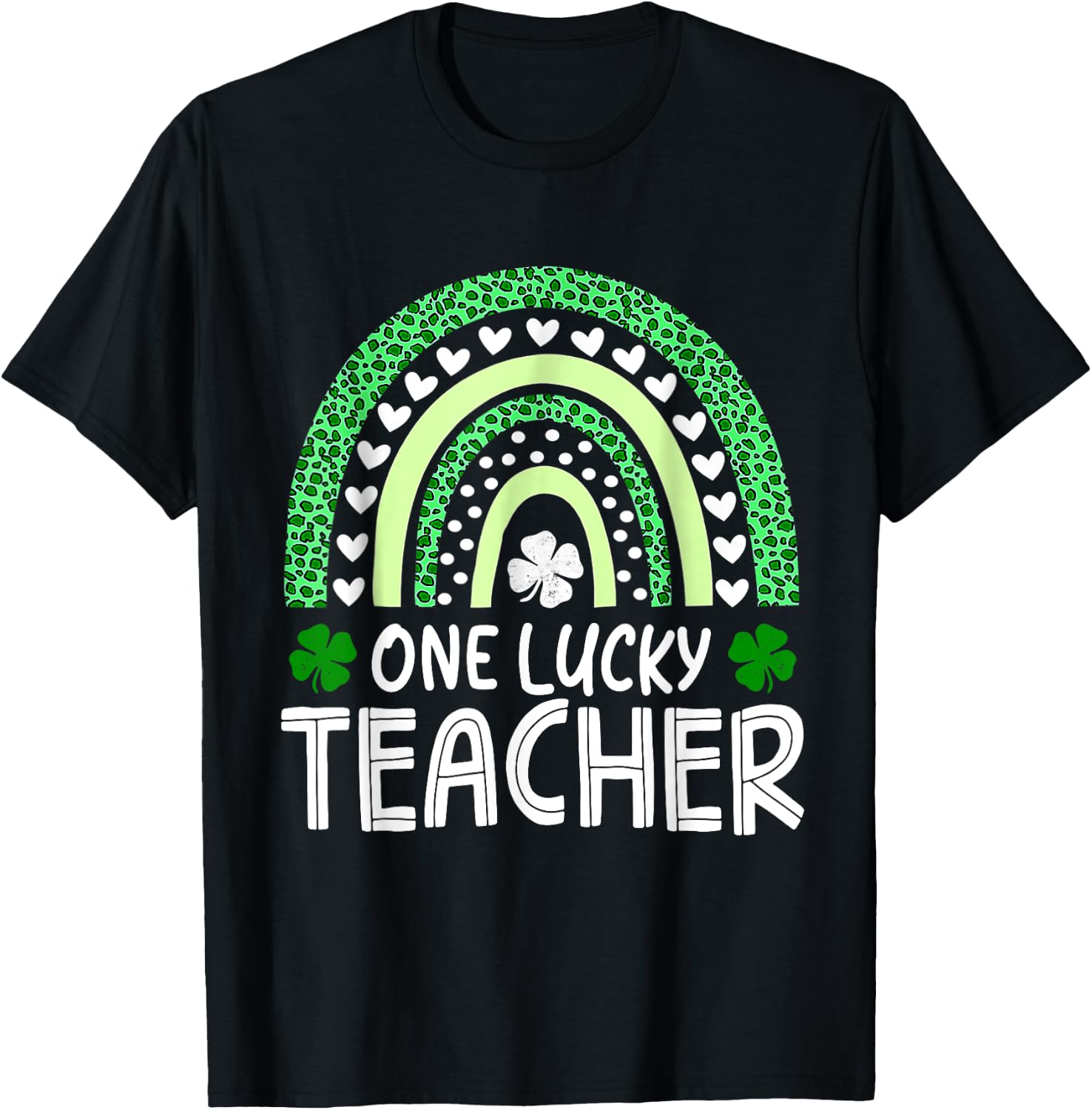 One Lucky Teacher Rainbow St Patricks Day Appreciation Irish Women Kids T-Shirt - T-Shirt | Black
