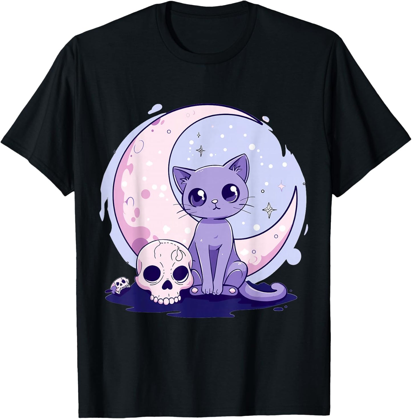 Goth Pastel Cute Creepy Kawaii Cat Kitten T-Shirt - T-Shirt | Black
