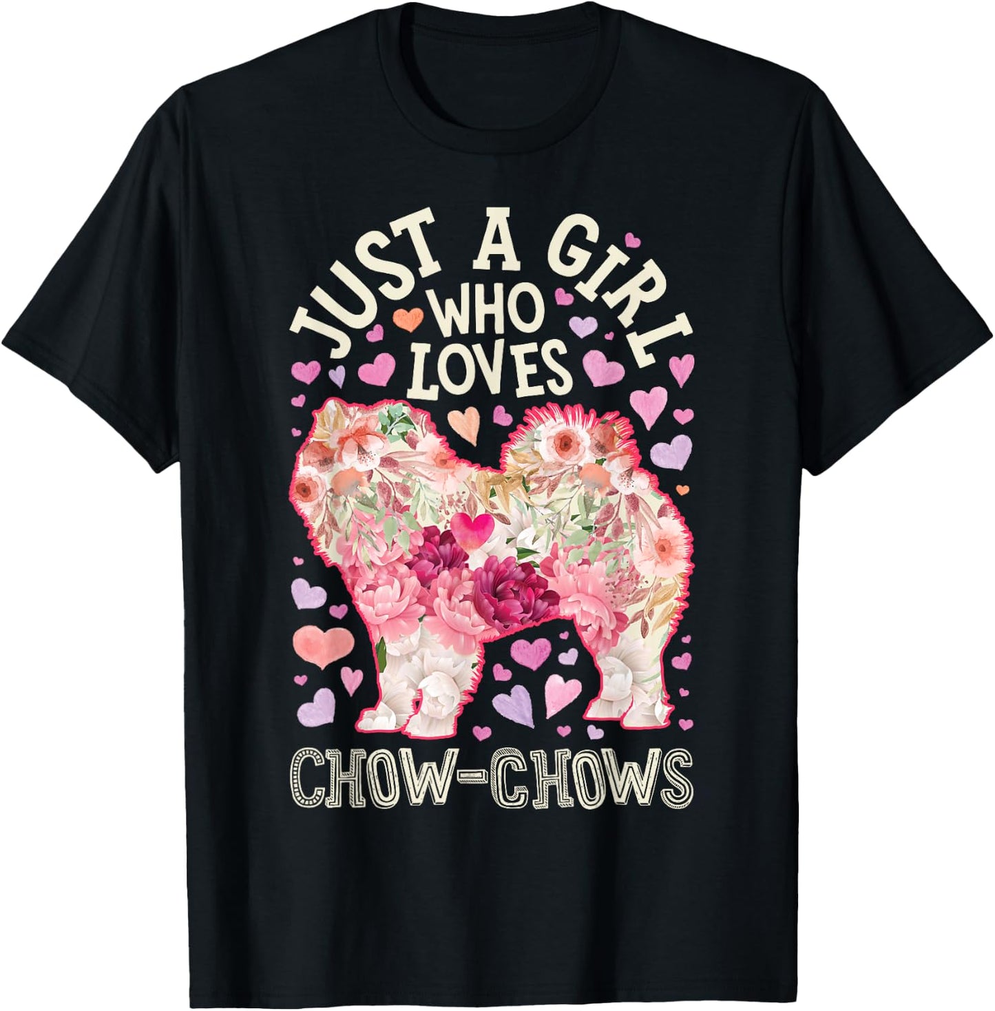 Chow Chow Just A Girl Who Loves Dog Flower Women Floral T-Shirt - T-Shirt | Black