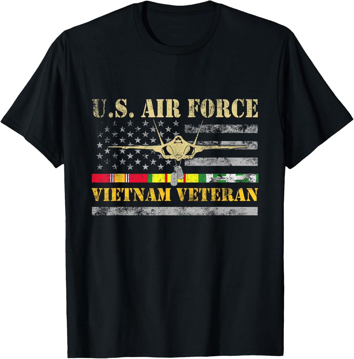U.S Air Force Vietnam Veteran Shirt USAF Veteran Flag Gift T-Shirt - T-Shirt | Black
