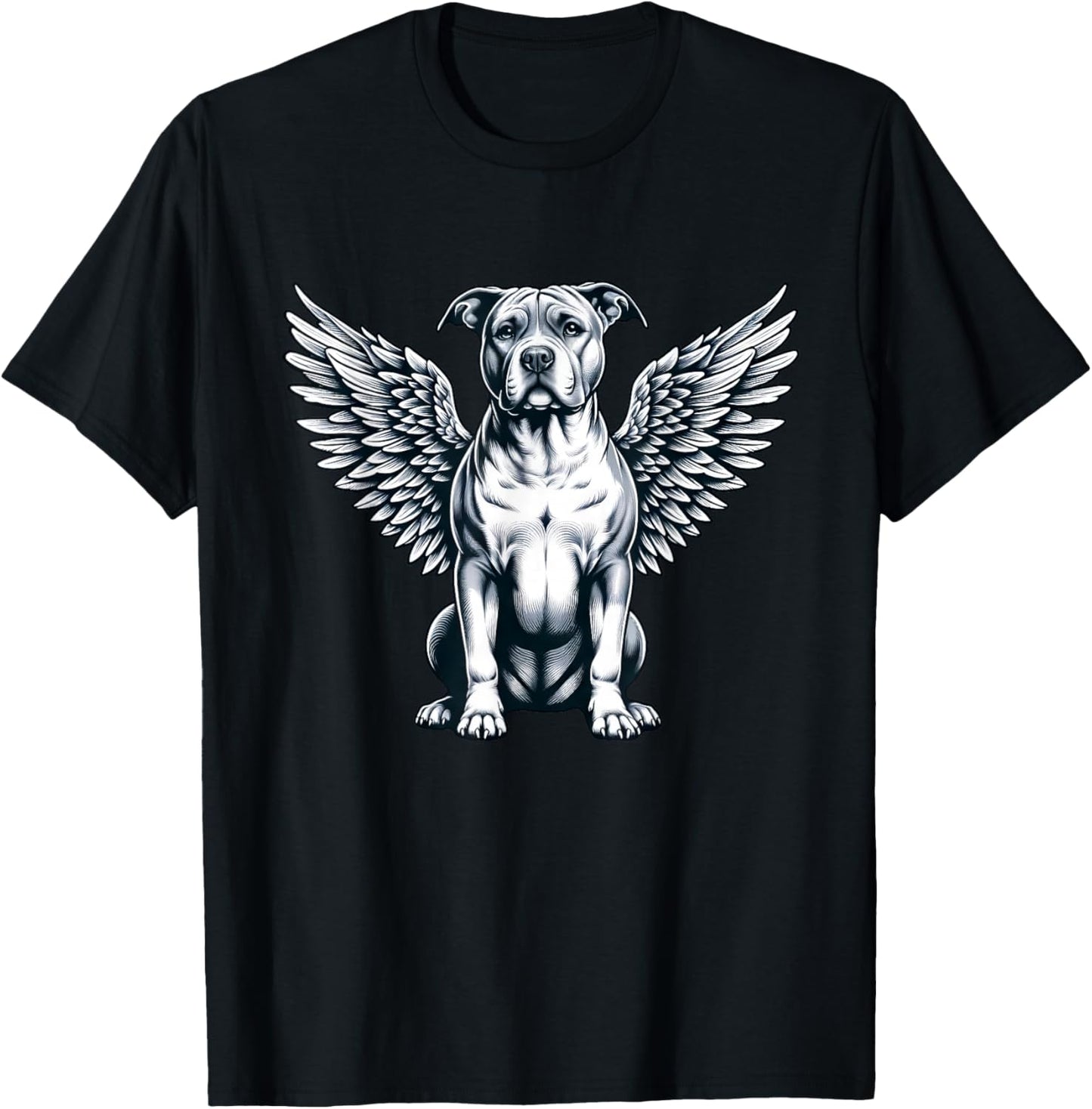 Pitbull Angel Dog with Wings T-Shirt - T-Shirt | Black