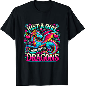 Just a Girl who loves Dragons T-Shirt - T-Shirt | Black